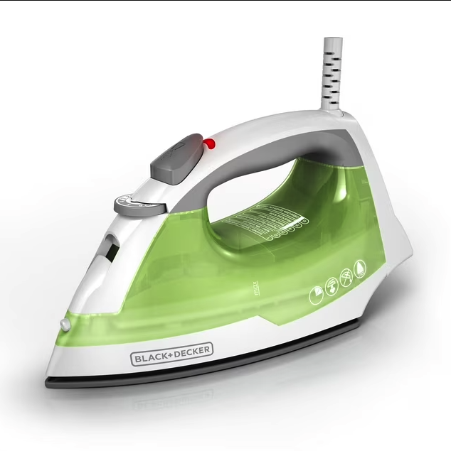 Black+Decker 1200W Easy Steam Compact Iron with Steam and Temperature Controls and Non-Stick Sole Plate